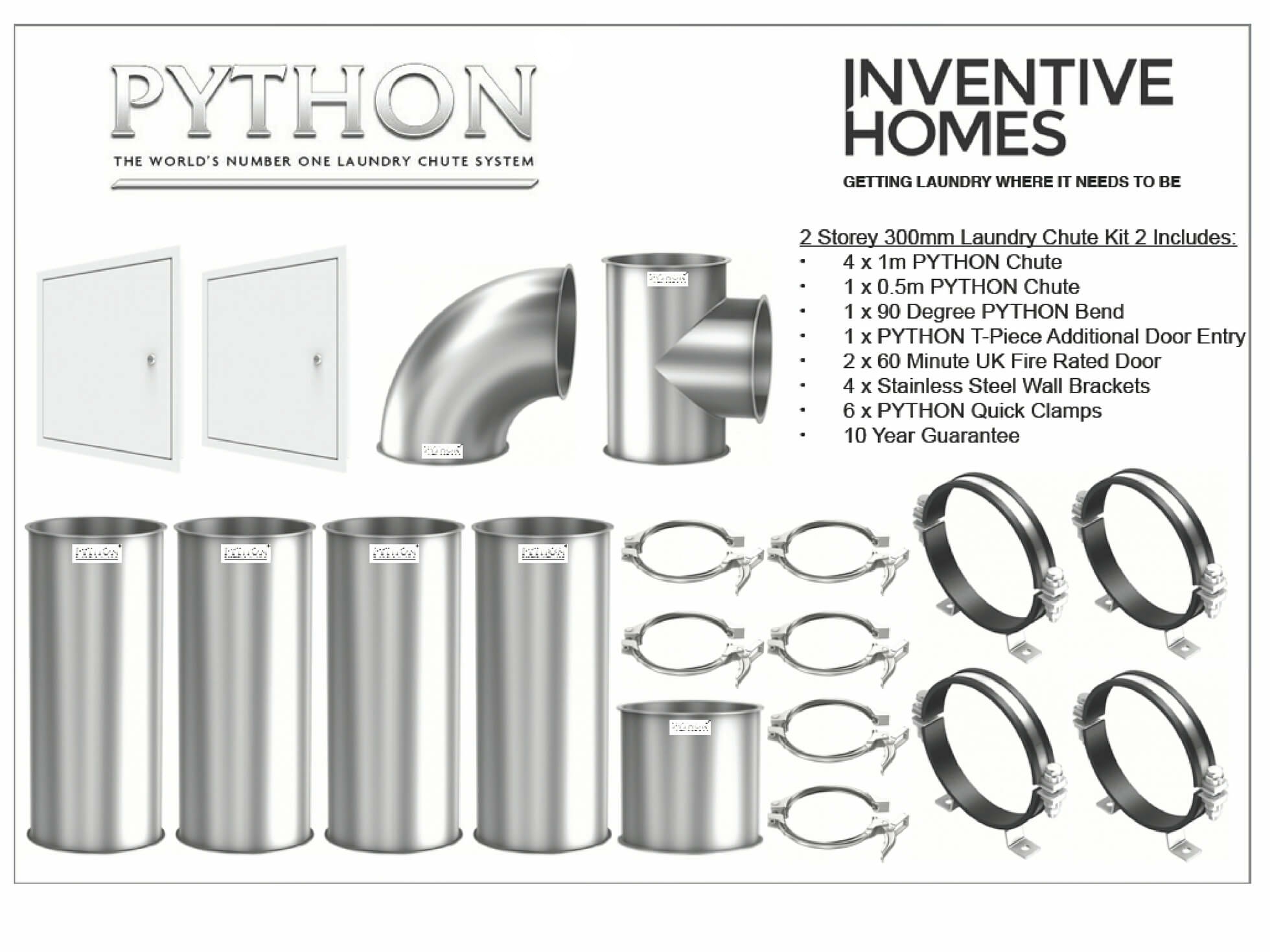 Python Laundry Chute - 2 Storey House Kit 2 (Inc 2 Entry Points)